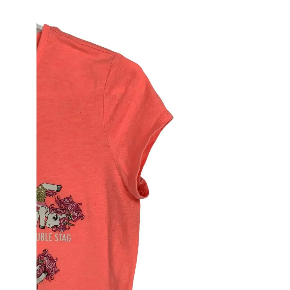 The Children's Place Coral Pink Gymnastic Unicorn T-Shirt Kids Youth Size XXL/16